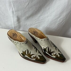 Charlie 1 Horse Pale Green and Olive Mules
